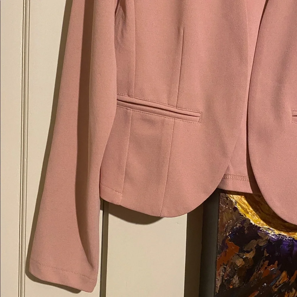 Blush Pink Cropped Blazer Jacket - Picture 4 of 6